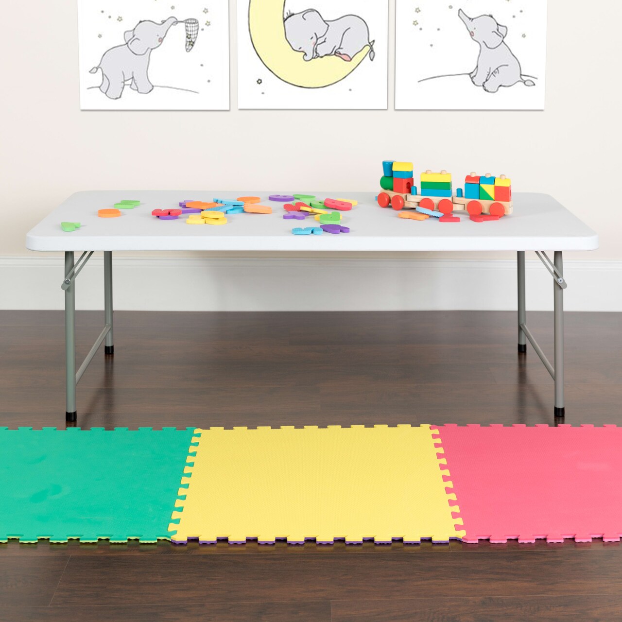 Emma and Oliver 4.93-Foot Kid's Plastic Folding Activity Table - Play Table
